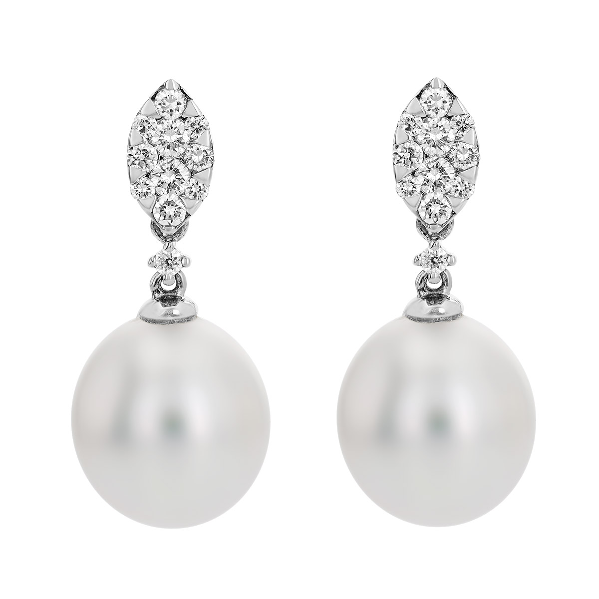 TARA Pearls White South Sea Cultured Pearl & Diamond Dangle Earrings in White Gold, 11 mm