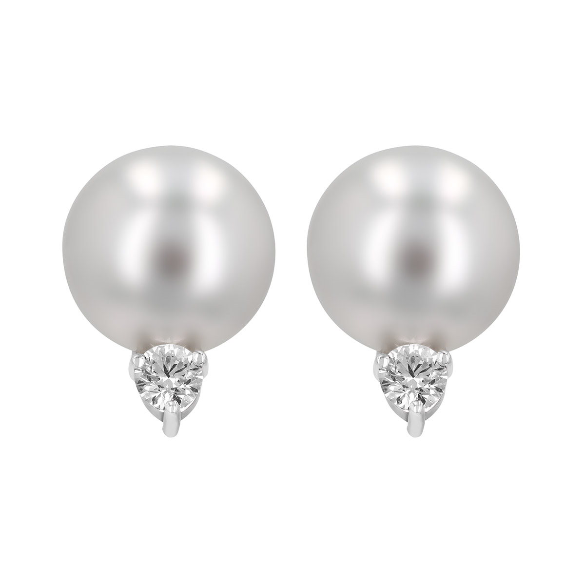 TARA Pearls White South Sea Cultured Pearl & Diamond Stud Earrings in White Gold, 10-11 mm