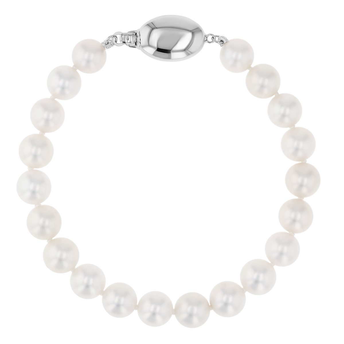 TARA Pearls White Cultured Pearl Bracelet with Warren Buffett Signature in White Gold, 7.5-8 mm