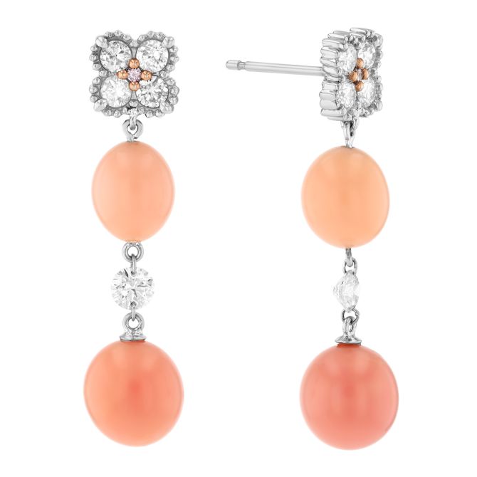 TARA Pearls Conch Pearl & Diamond Dangle Earrings in Platinum