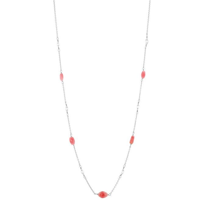 TARA Pearls Conch Pearl & Diamond Briolette Station Necklace in Platinum, 18"