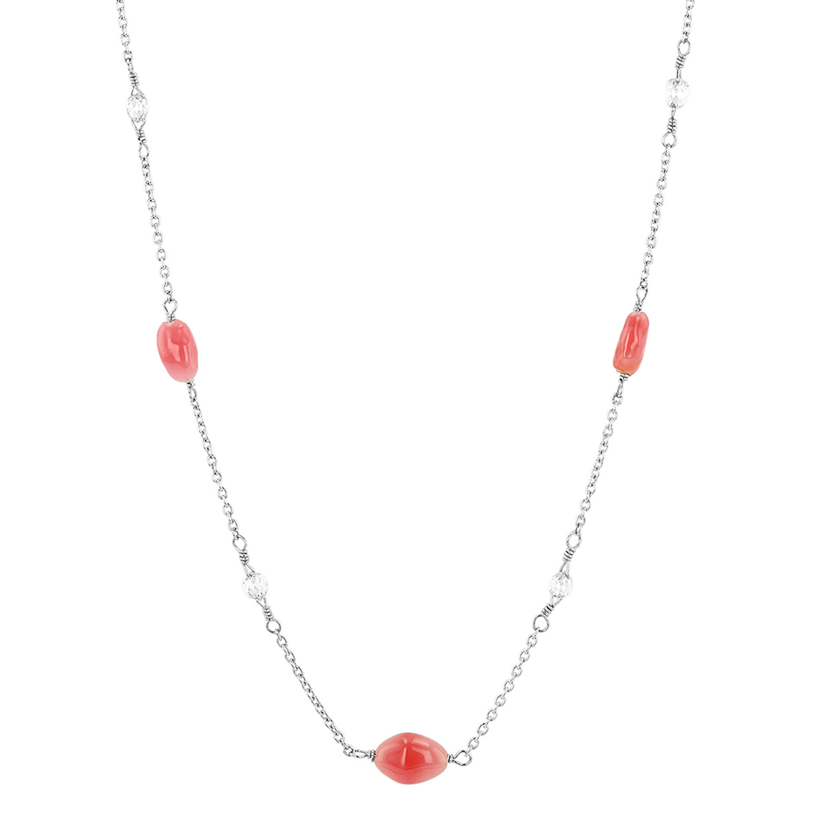 TARA Pearls Conch Pearl & Diamond Briolette Station Necklace in Platinum, 18