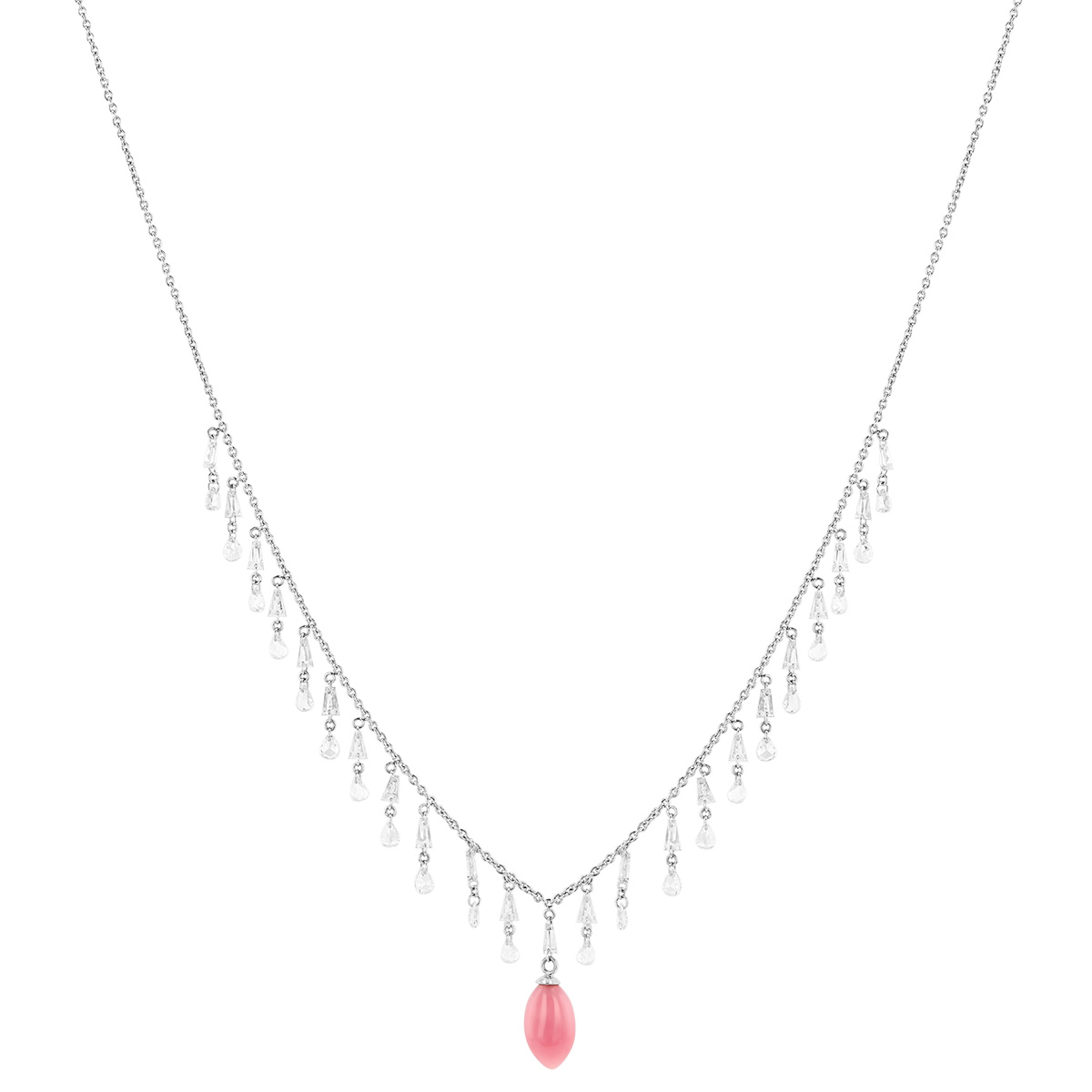TARA Pearls Conch Pearl & Diamond Fringe Necklace in White Gold, 17