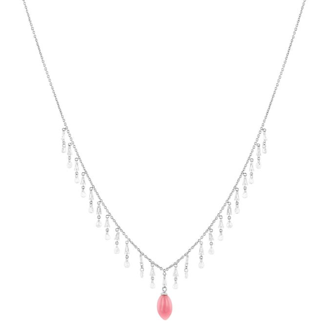 TARA Pearls Conch Pearl & Diamond Fringe Necklace in White Gold, 17"