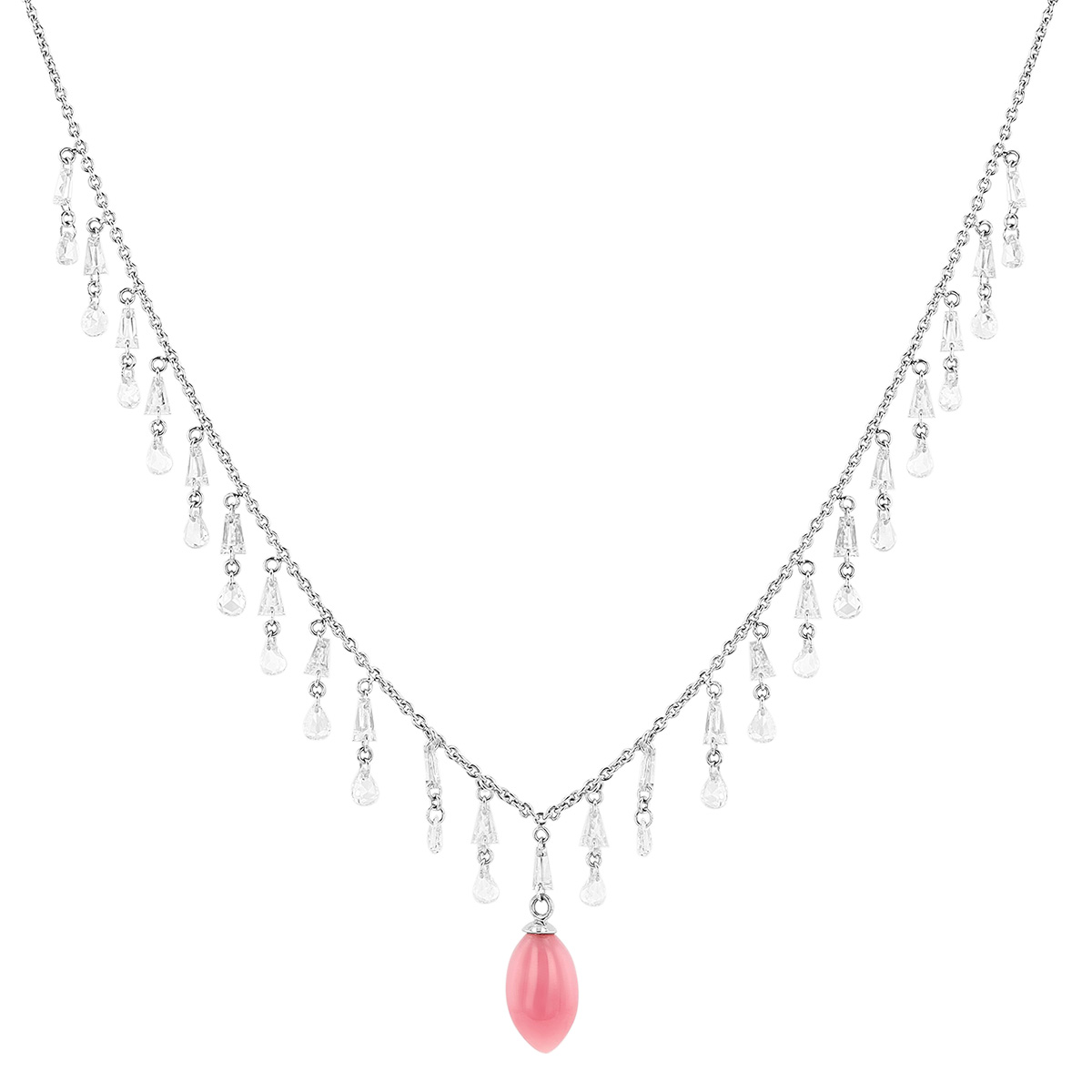 TARA Pearls Conch Pearl & Diamond Fringe Necklace in White Gold, 17