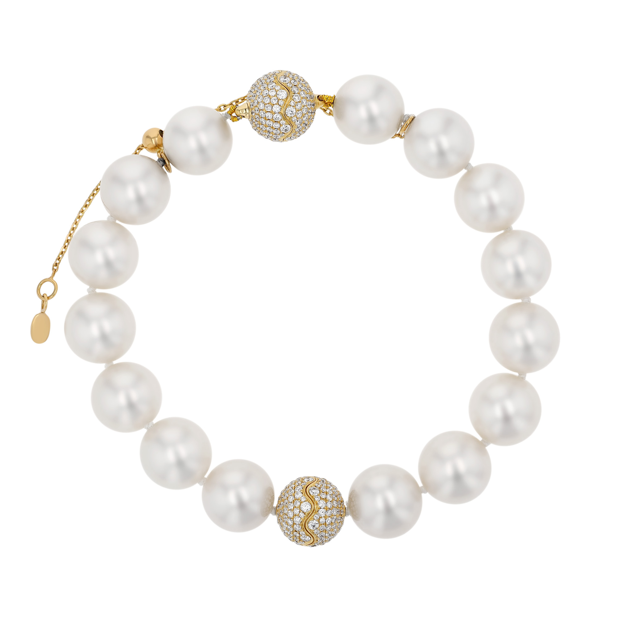 TARA Pearls South Sea Cultured Pearl Bracelet with Diamond Accents in Yellow Gold, 8