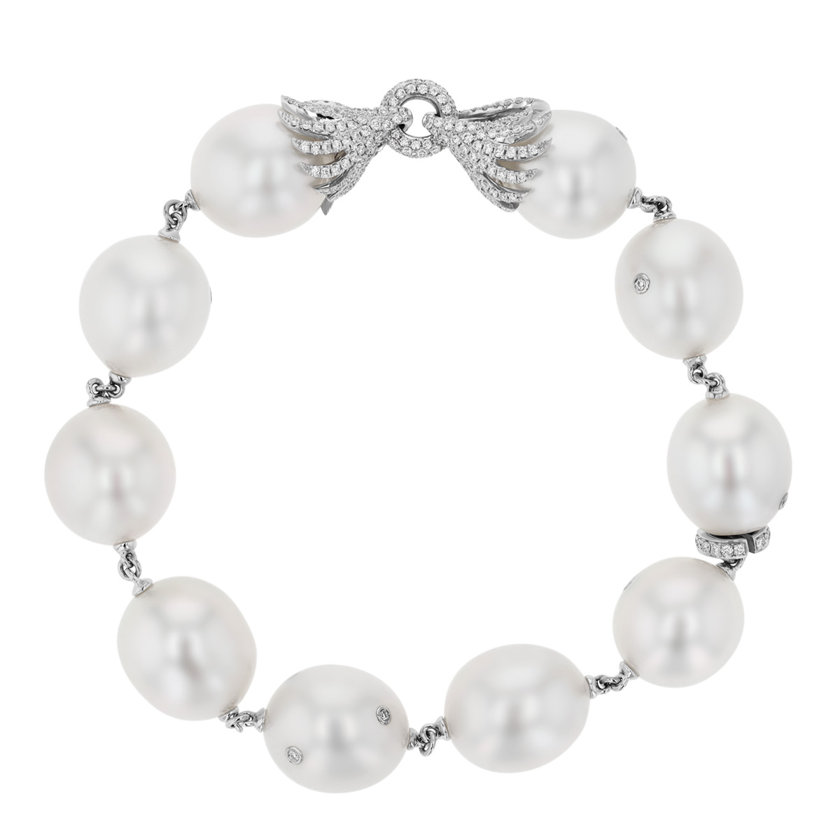 TARA Pearls South Sea Cultured Pearl Bracelet with Diamond Accents in White Gold, 8