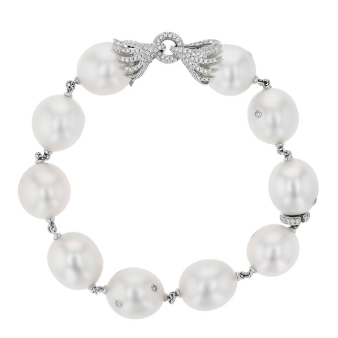 TARA Pearls South Sea Cultured Pearl Bracelet with Diamond Accents in White Gold, 8"