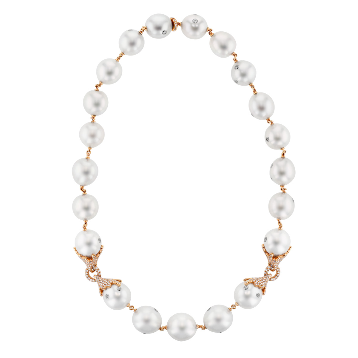 TARA Pearls South Sea Cultured Pearl Princess Strand Necklace with Diamond Accents in Rose Gold, 18