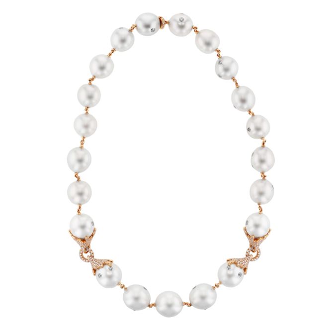 TARA Pearls South Sea Cultured Pearl Princess Strand Necklace with Diamond Accents in Rose Gold, 18"