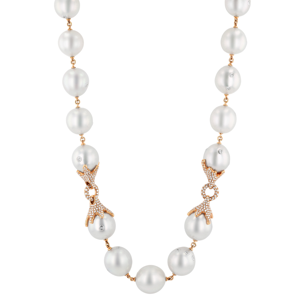 TARA Pearls South Sea Cultured Pearl Princess Strand Necklace with Diamond Accents in Rose Gold, 18