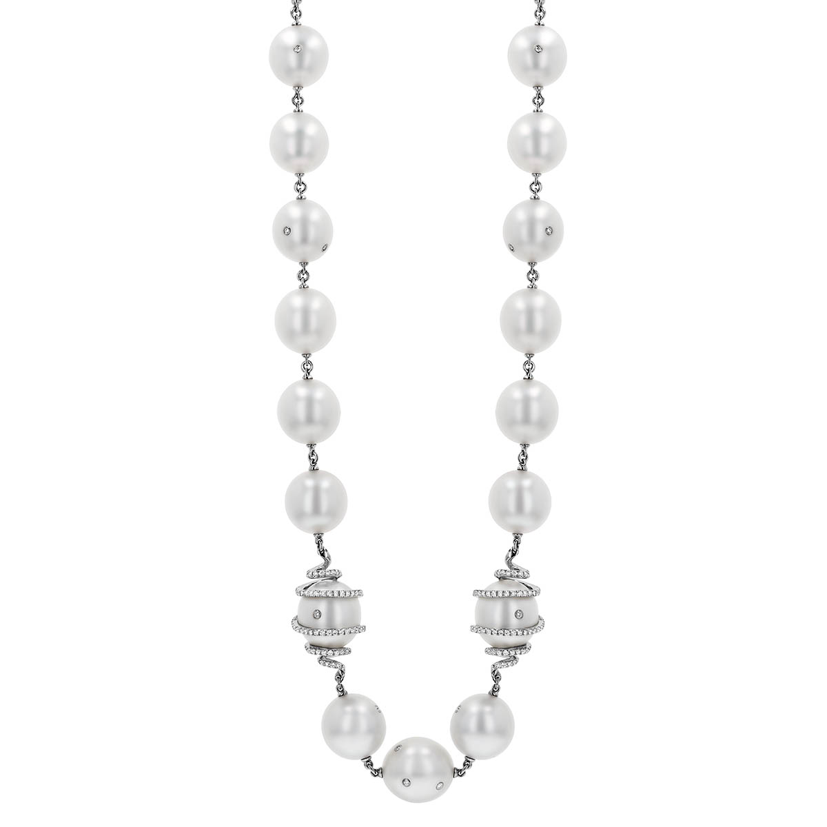 TARA Pearls White South Sea Cultured Pearl & Diamond Princess Strand Necklace in White Gold, 18
