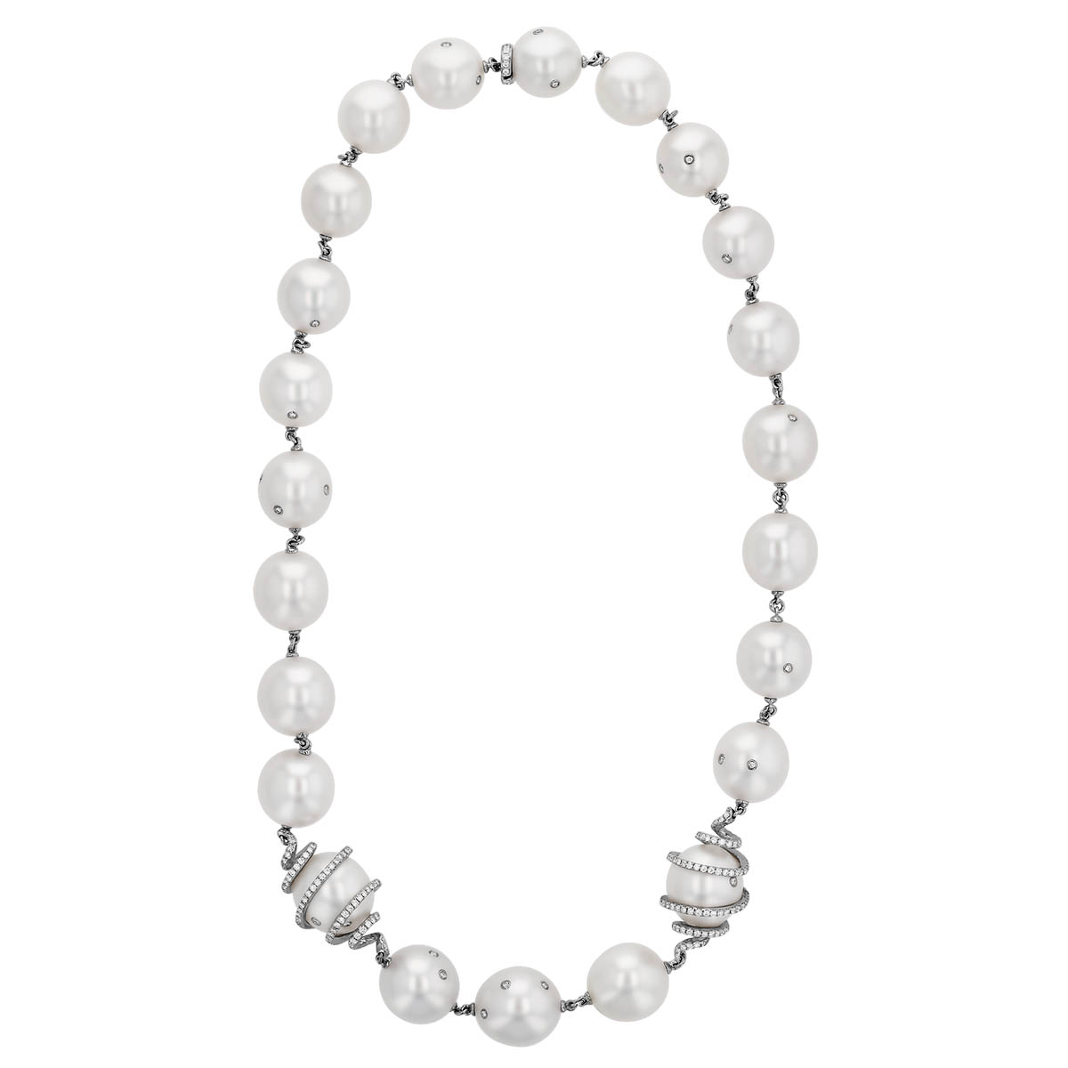 TARA Pearls White South Sea Cultured Pearl & Diamond Princess Strand Necklace in White Gold, 18