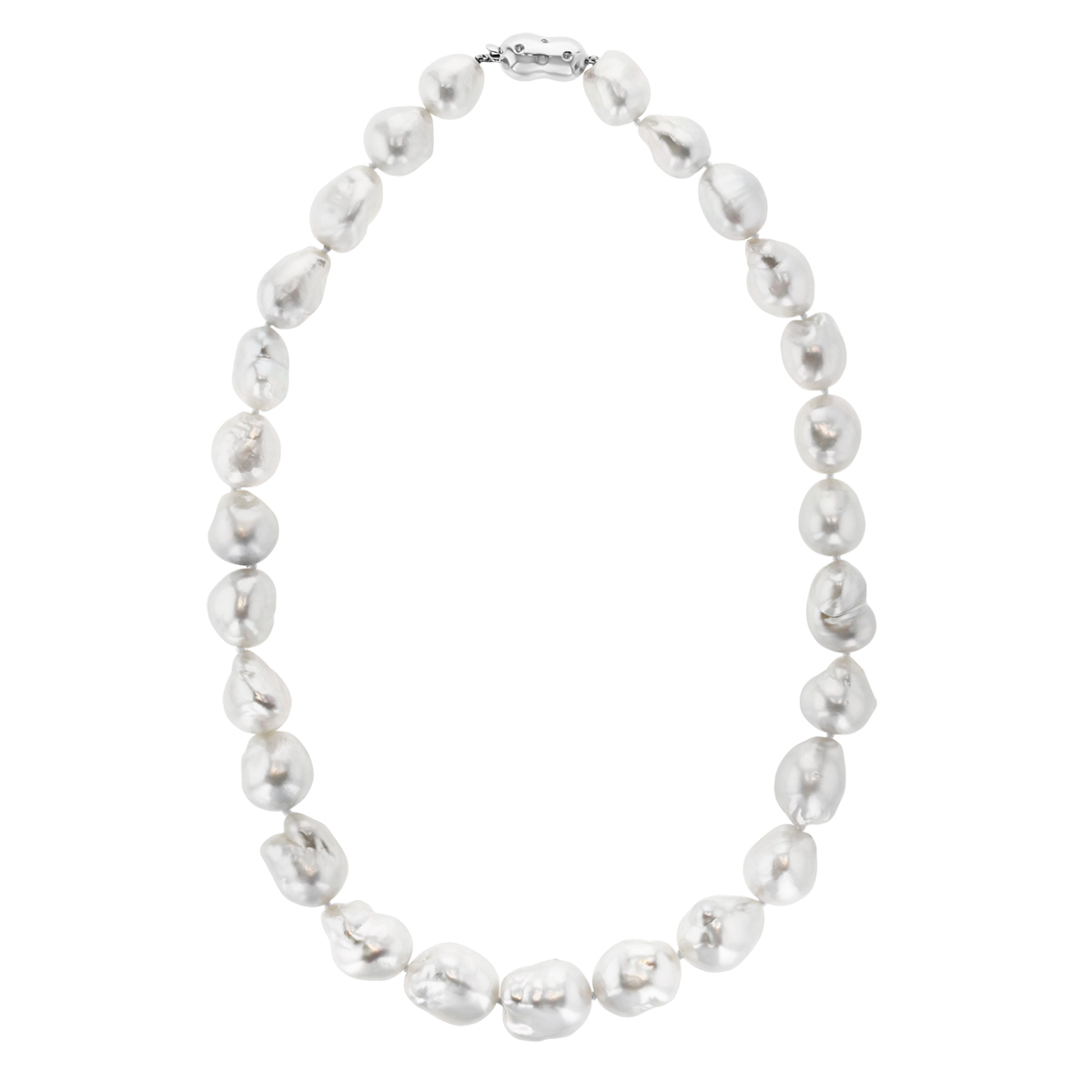 TARA Pearls South Sea Cultured Baroque Pearl Necklace with Diamonds in White Gold, 17.5