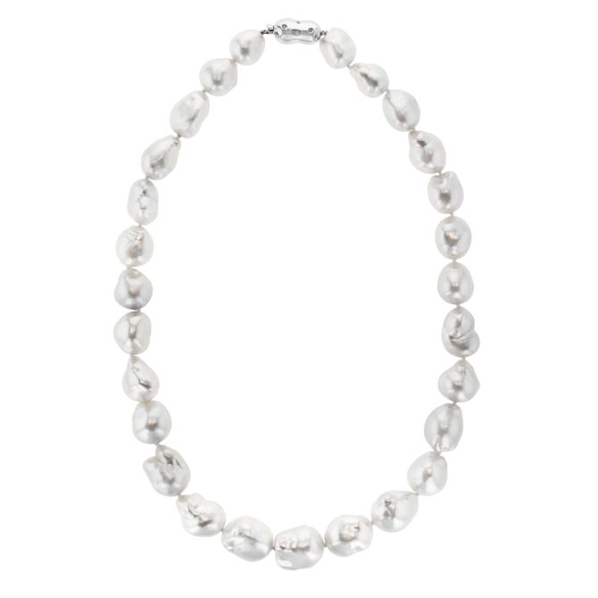 TARA Pearls South Sea Cultured Baroque Pearl Necklace with Diamonds in White Gold, 17.5", 12-15 mm