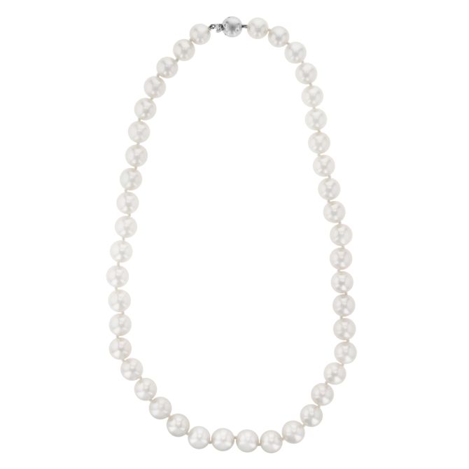 TARA Pearls South Sea Cultured Pearl Strand Necklace with Diamonds in White Gold, 17.5", 9-10 mm