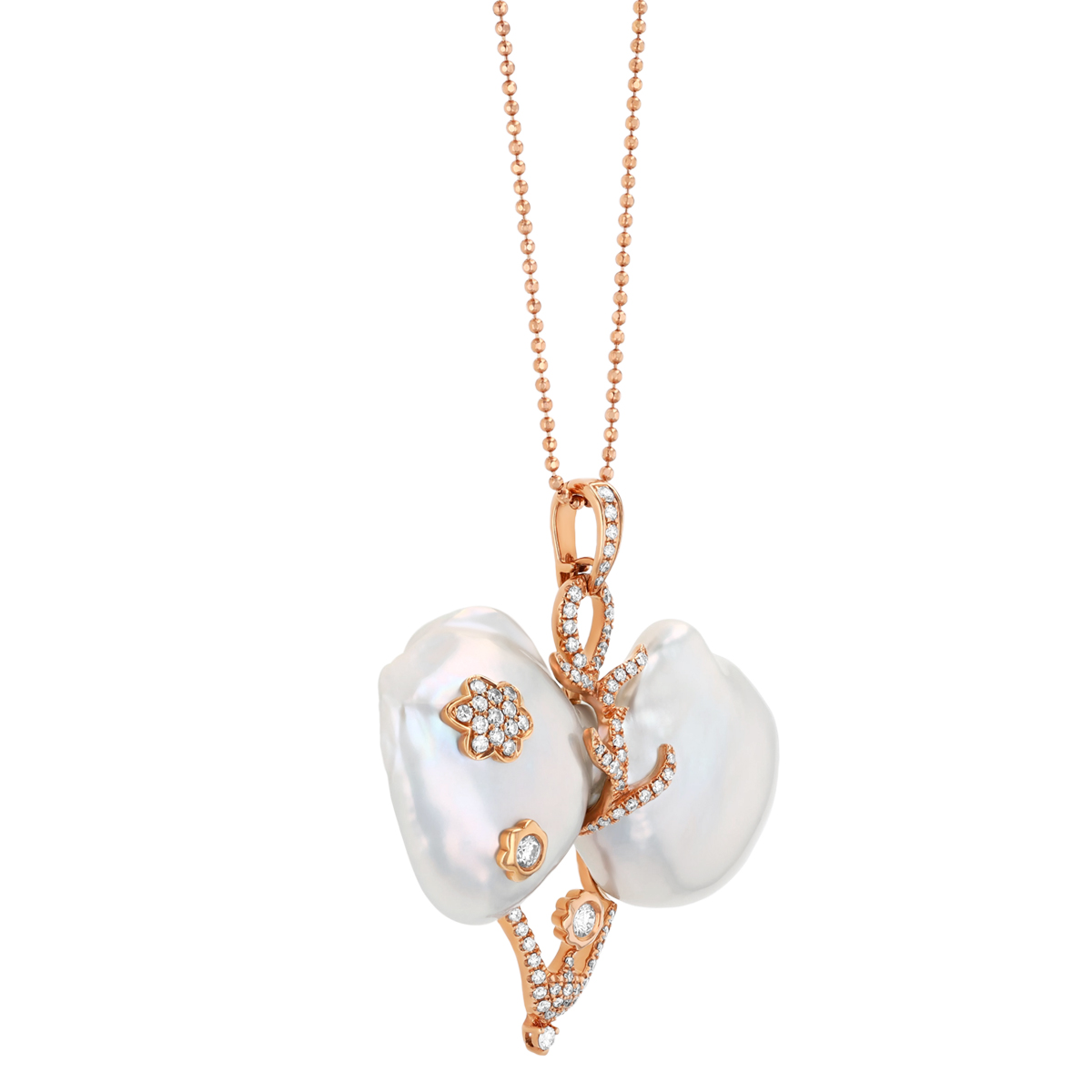 TARA Pearls Baroque Freshwater Cultured Pearl & Diamond Abstract Pendant in Rose Gold, 18