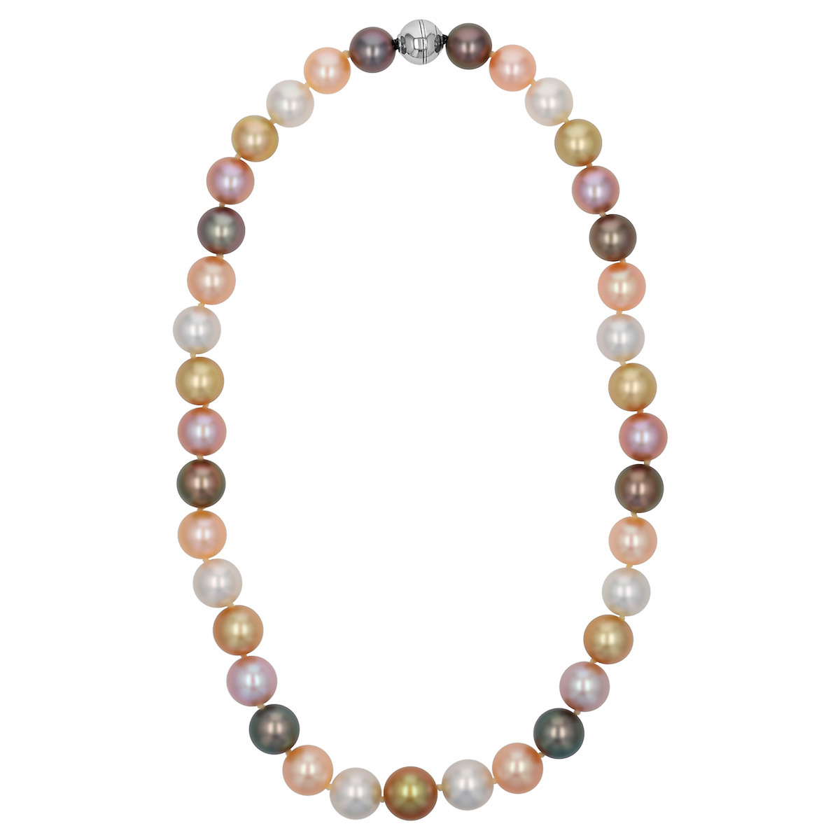 TARA Pearls Multicolored South Sea & Freshwater Cultured Pearl Strand Necklace in White Gold, 17