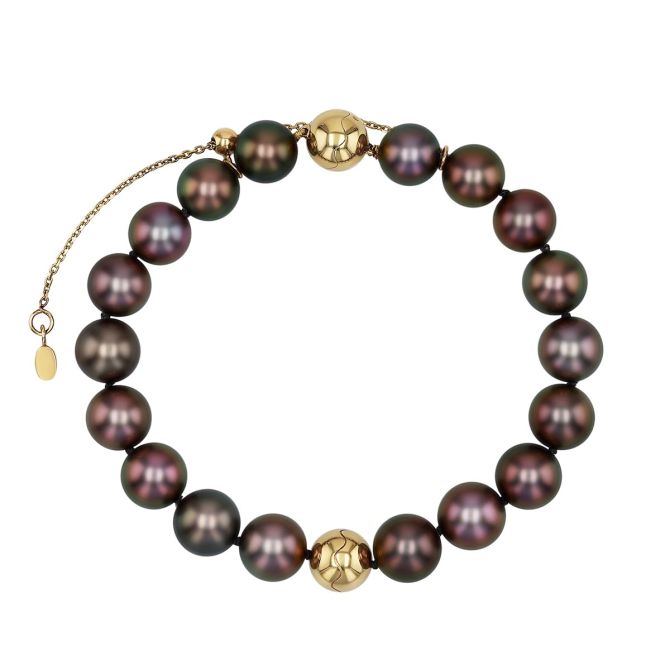 TARA Pearls Tahitian South Sea Cultured Pearl Bracelet in Yellow Gold, 8", 9-10 mm