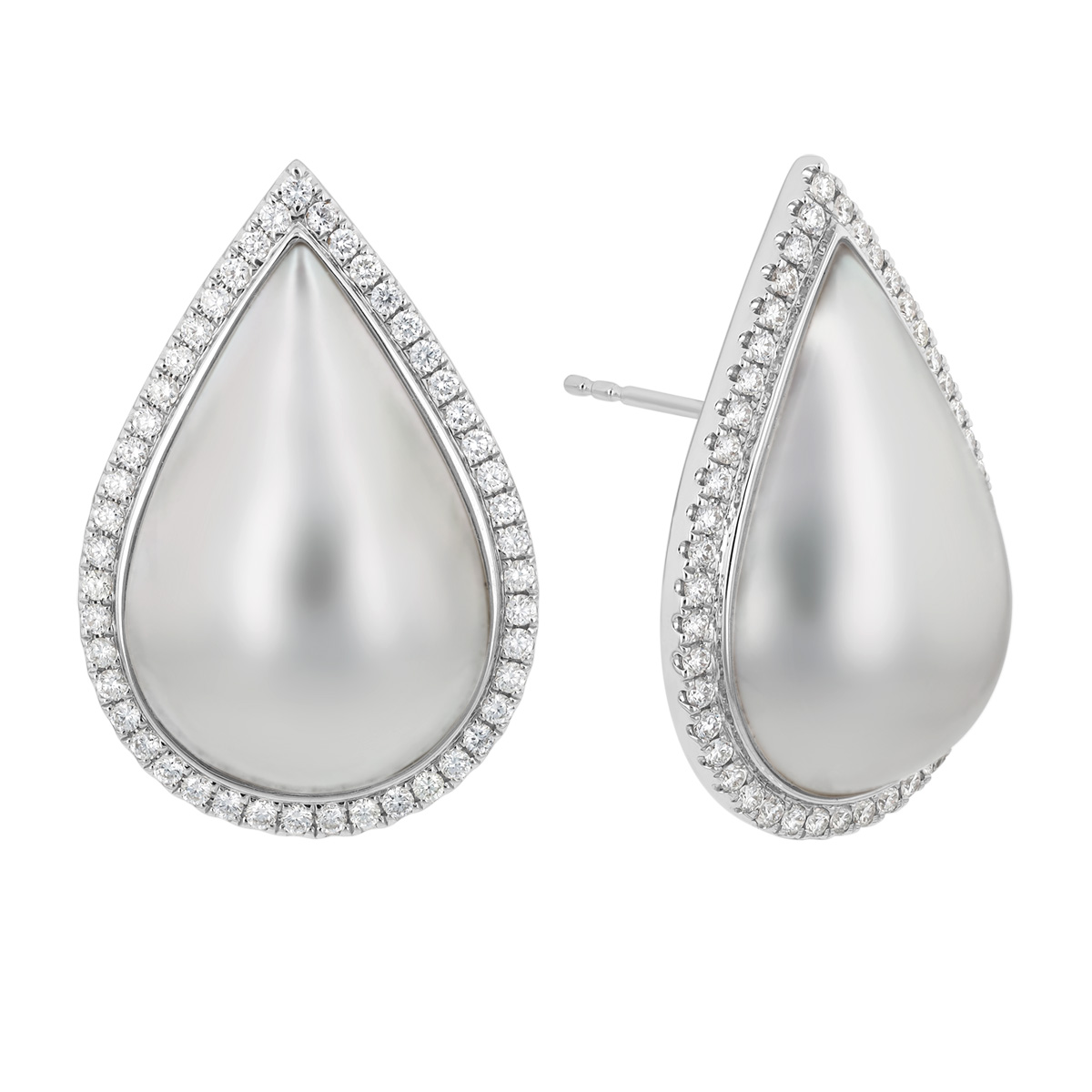 TARA Pearls Mabe Cultured Pearl & Diamond Teardrop Stud Earrings in White Gold