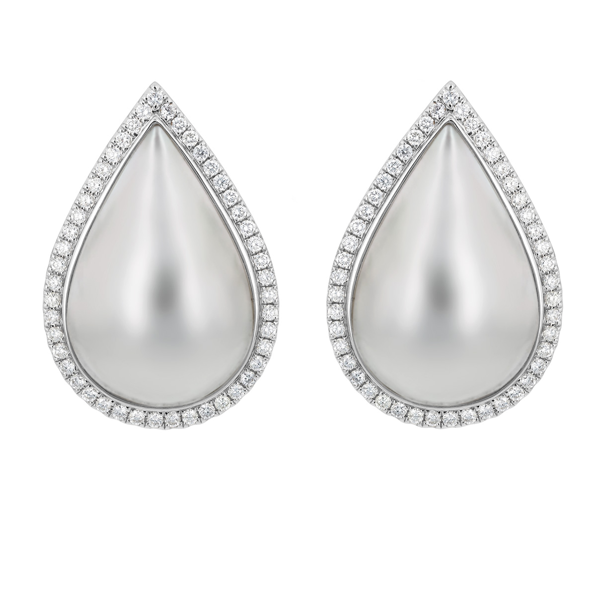 TARA Pearls Mabe Cultured Pearl & Diamond Teardrop Stud Earrings in White Gold
