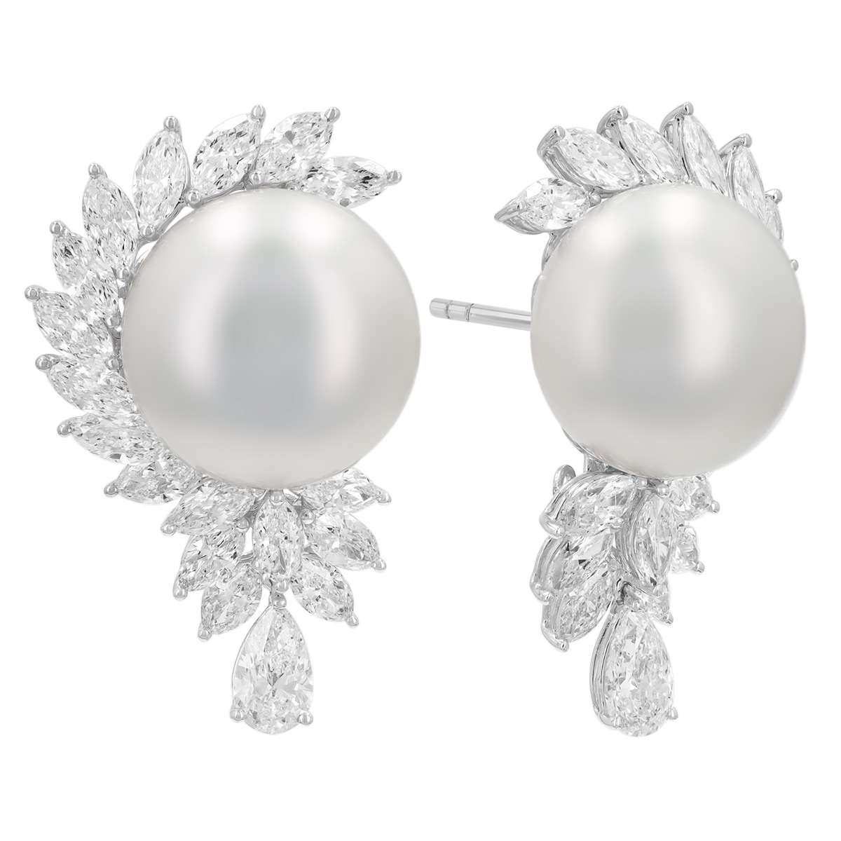 TARA Pearls South Sea Cultured Pearl & Diamond Half Halo Drop Earrings in White Gold