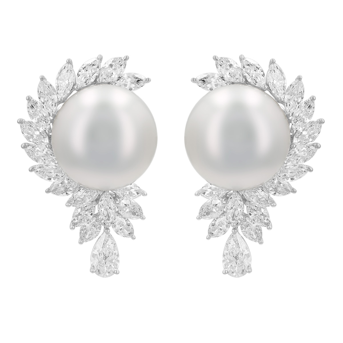TARA Pearls South Sea Cultured Pearl & Diamond Half Halo Drop Earrings in White Gold