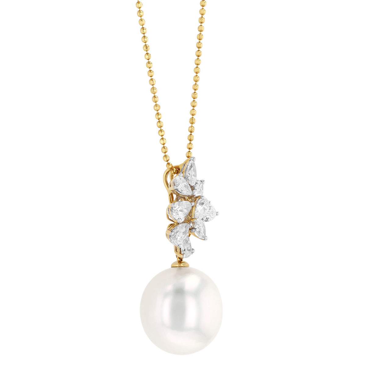 TARA Pearls South Sea Cultured Pearl & Diamond Cluster Pendant in Yellow Gold, 18