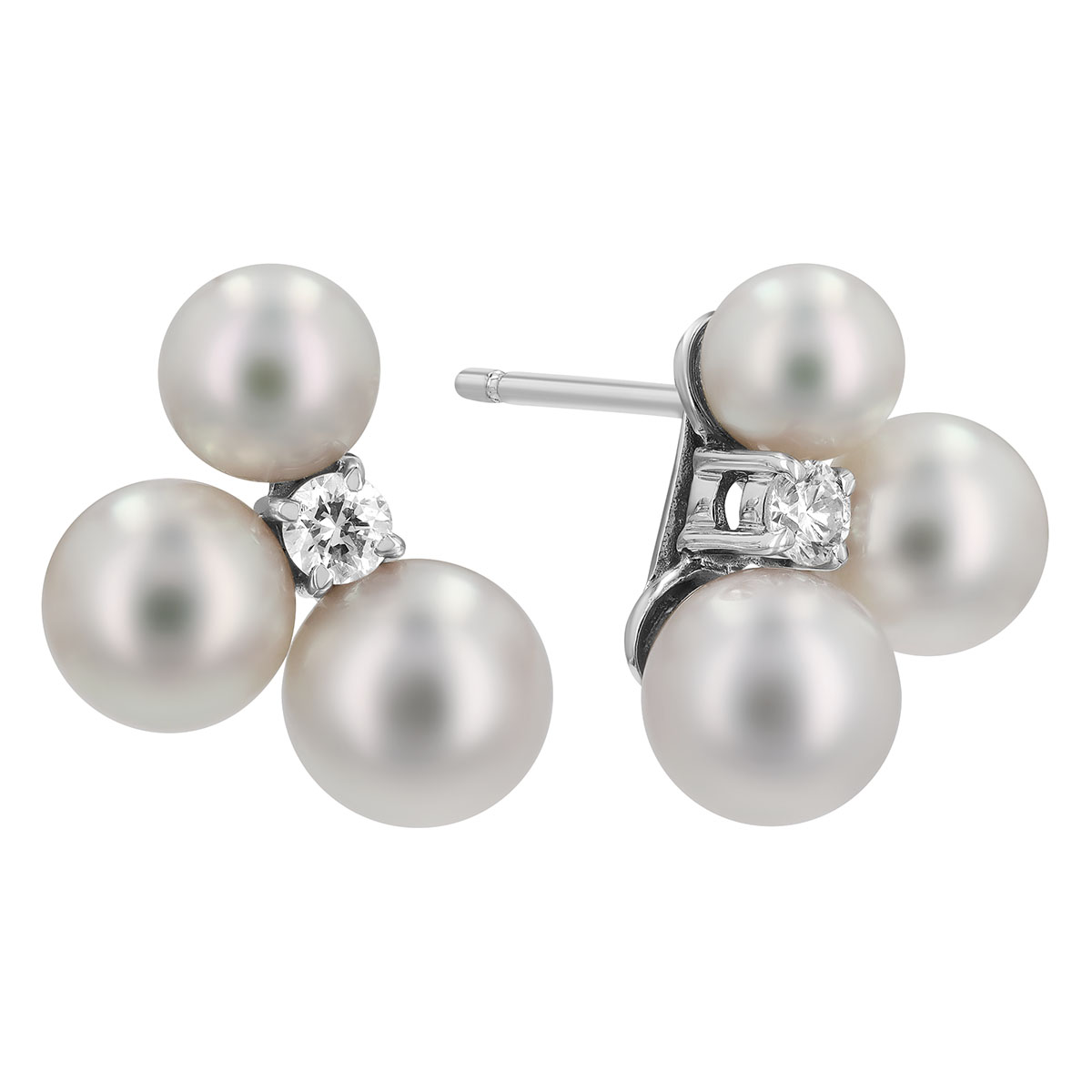 TARA Pearls White Cultured Pearl Cluster & Diamond Convertible Dangle Earrings in White Gold