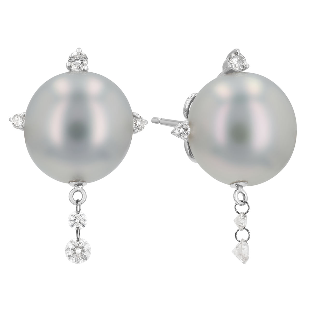 TARA Pearls White Cultured Pearl & Diamond Accent Stud Earrings in White Gold