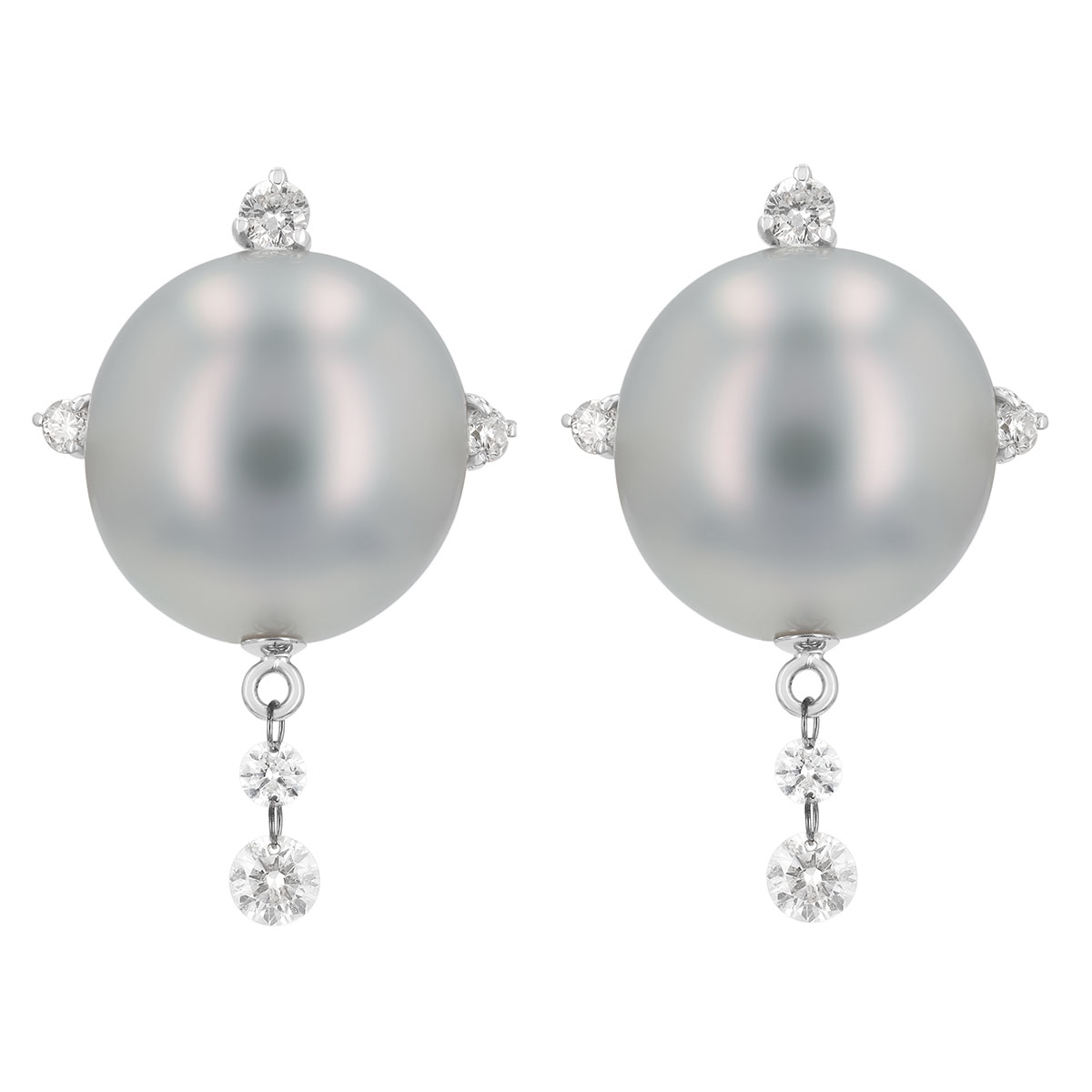 TARA Pearls White Cultured Pearl & Diamond Accent Stud Earrings in White Gold