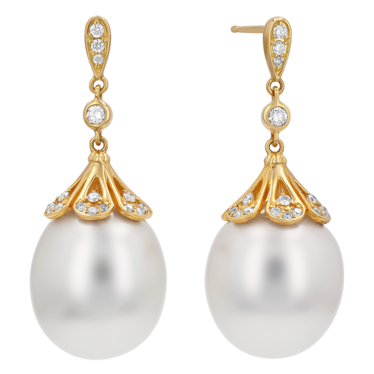 TARA Pearls South Sea Cultured Pearl & Diamond Accent Dangle Earrings in Yellow Gold
