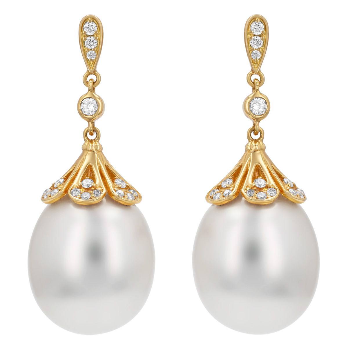 TARA Pearls South Sea Cultured Pearl & Diamond Accent Dangle Earrings in Yellow Gold