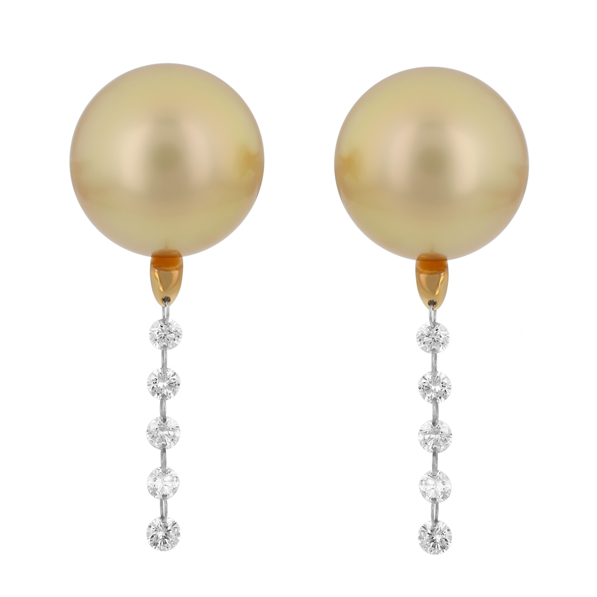 TARA Pearls Golden South Sea Cultured Pearl & Diamond Column Dangle Earrings in Yellow Gold