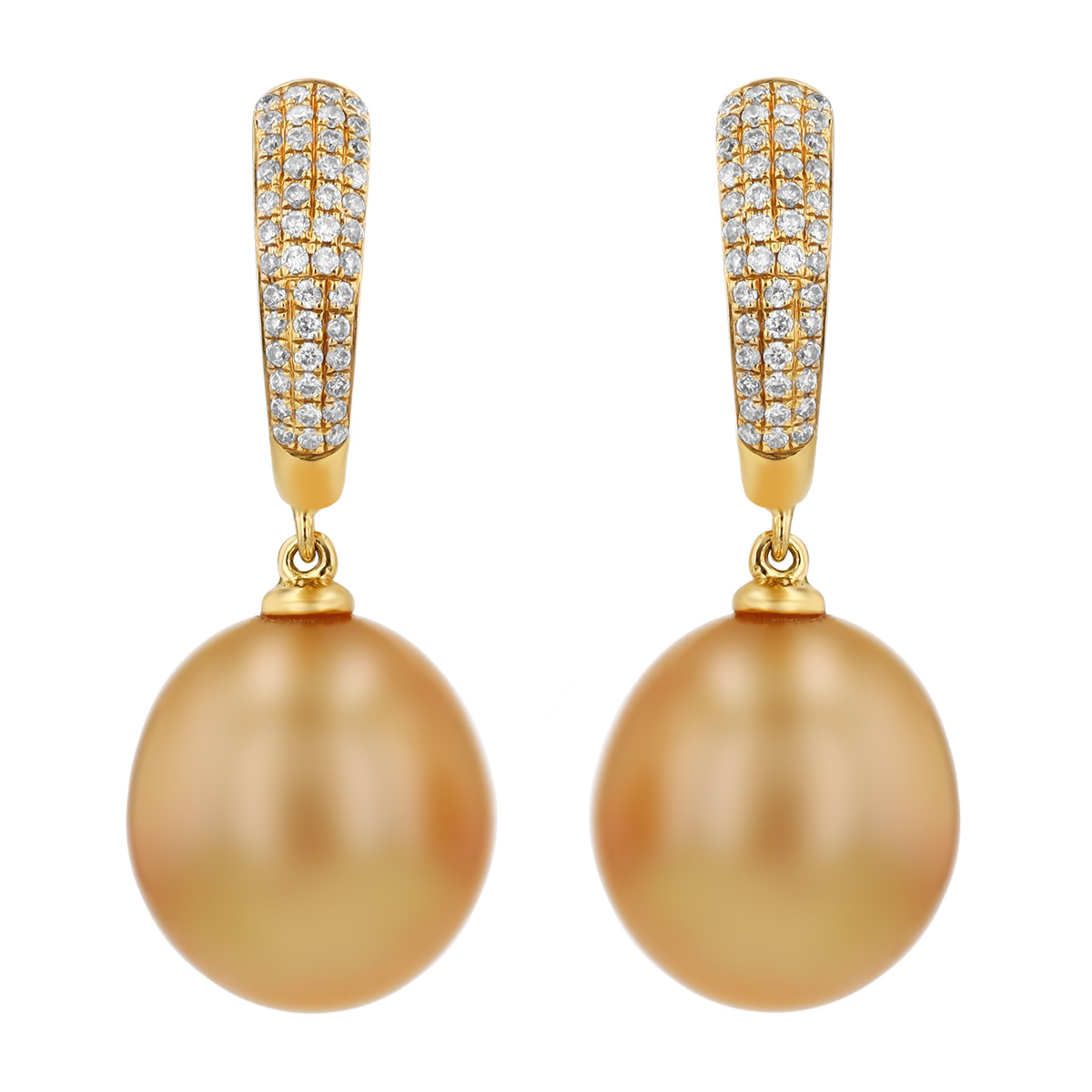 TARA Pearls Golden South Sea Cultured Pearl & Diamond Pavé Dangle Hoop Earrings in Yellow Gold