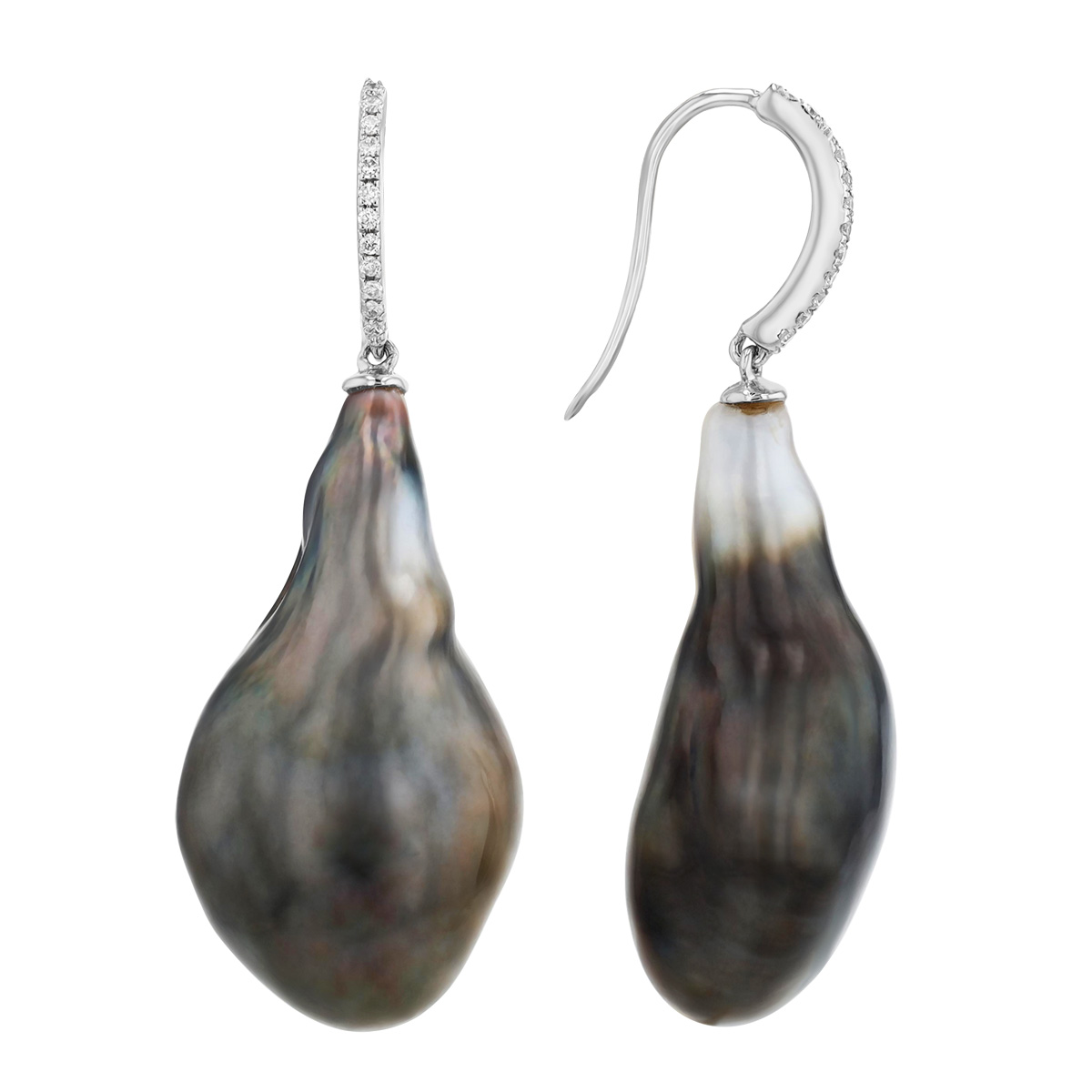 TARA Pearls Baroque Tahitian South Sea Cultured Pearl & Diamond Dangle Earrings in White Gold