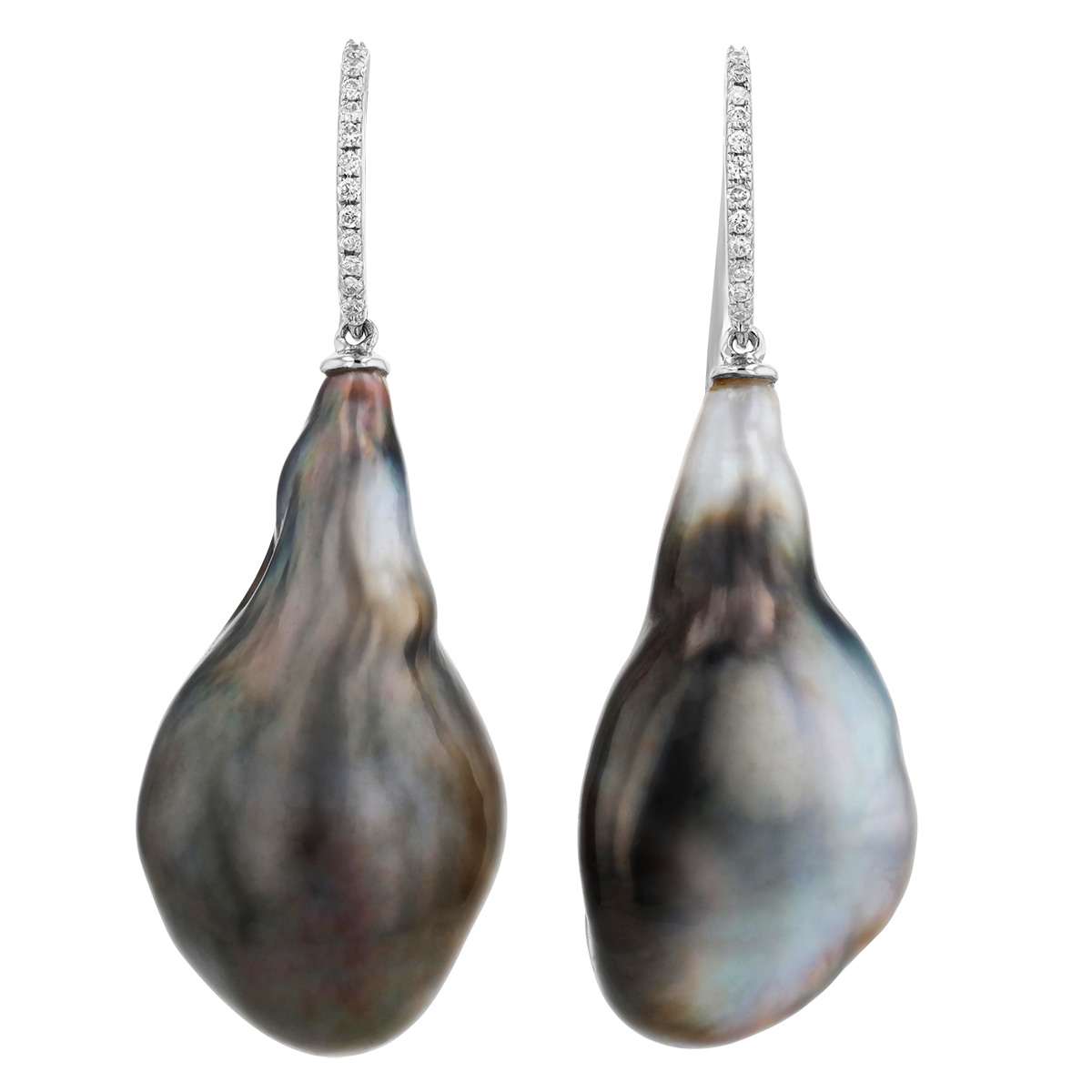 TARA Pearls Baroque Tahitian South Sea Cultured Pearl & Diamond Dangle Earrings in White Gold