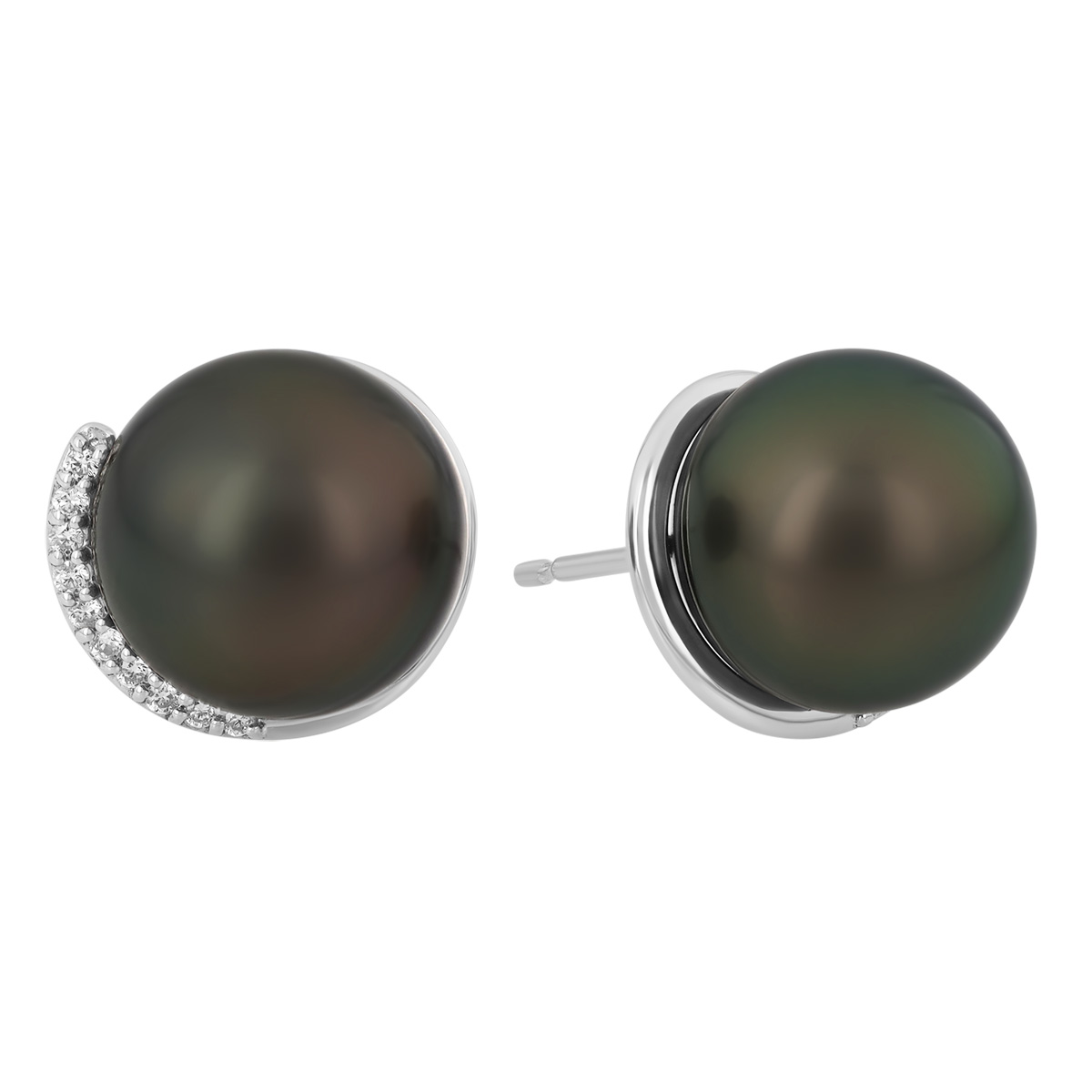 TARA Pearls Tahitian South Sea Cultured Pearl & Diamond Accent Stud Earrings in White Gold
