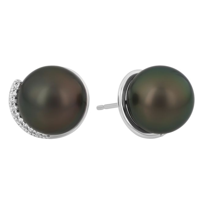 TARA Pearls Tahitian South Sea Cultured Pearl & Diamond Accent Stud Earrings in White Gold