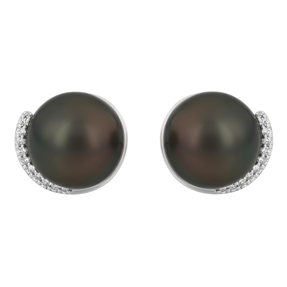 TARA Pearls Tahitian South Sea Cultured Pearl & Diamond Accent Stud Earrings in White Gold