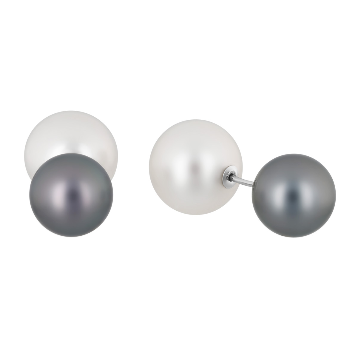 TARA Pearls Tahitian & White South Sea Cultured Pearl Reversible Stud Earrings in White Gold