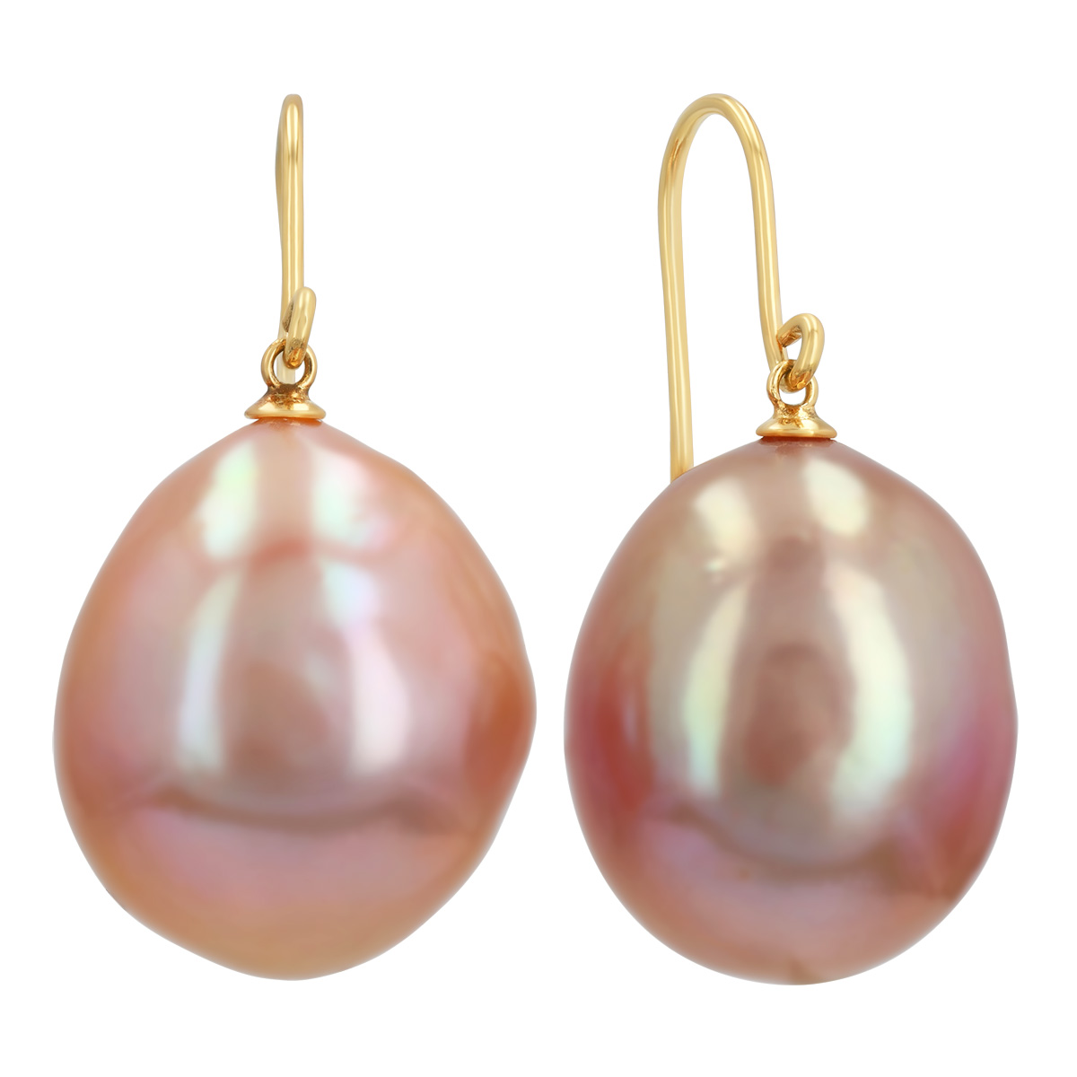 TARA Pearls Baroque Pink Freshwater Cultured Pearl Dangle Earrings in Yellow Gold