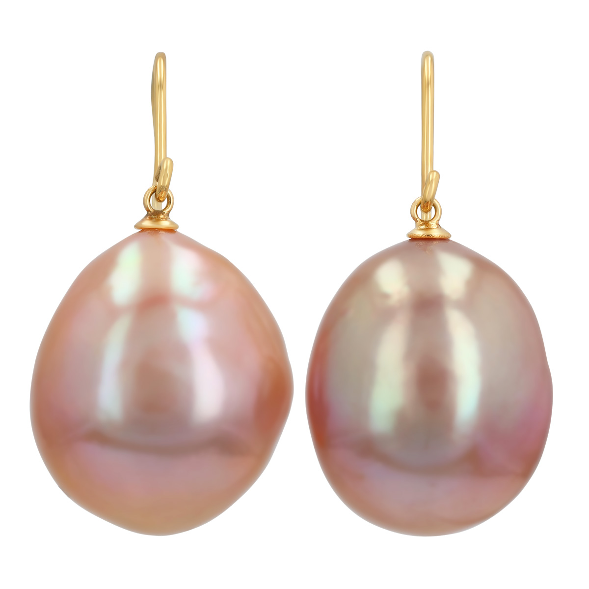 TARA Pearls Baroque Pink Freshwater Cultured Pearl Dangle Earrings in Yellow Gold