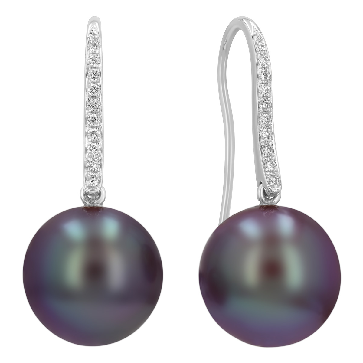 TARA Pearls Grey Freshwater Cultured Pearl & Diamond Dangle Earrings in White Gold