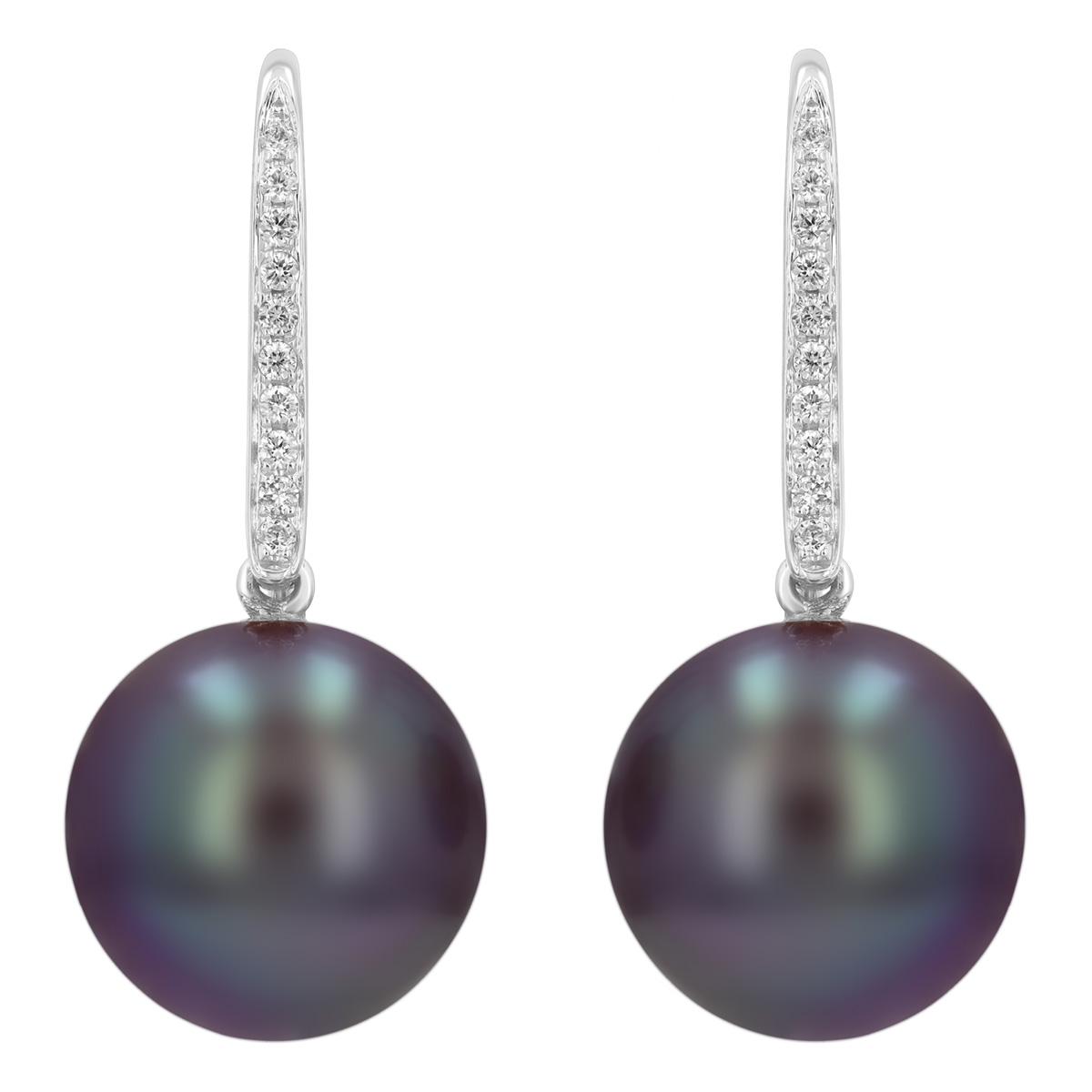 TARA Pearls Grey Freshwater Cultured Pearl & Diamond Dangle Earrings in White Gold