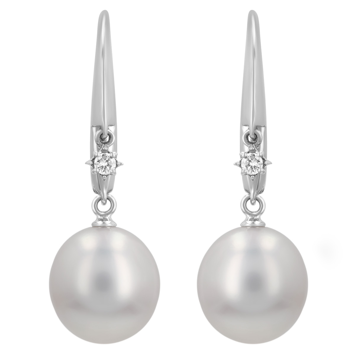 TARA Pearls White Cultured Pearl & Diamond Accent Dangle Earrings in White Gold