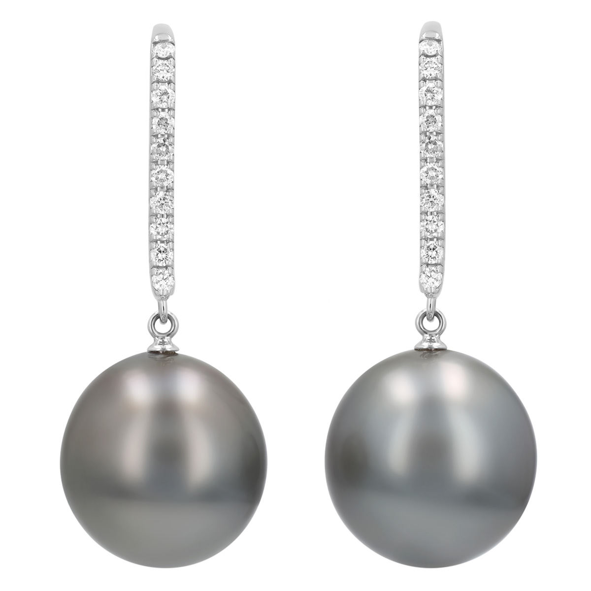 TARA Pearls Tahitian South Sea Cultured Pearl & Diamond Dangle Earrings in White Gold, 12 mm