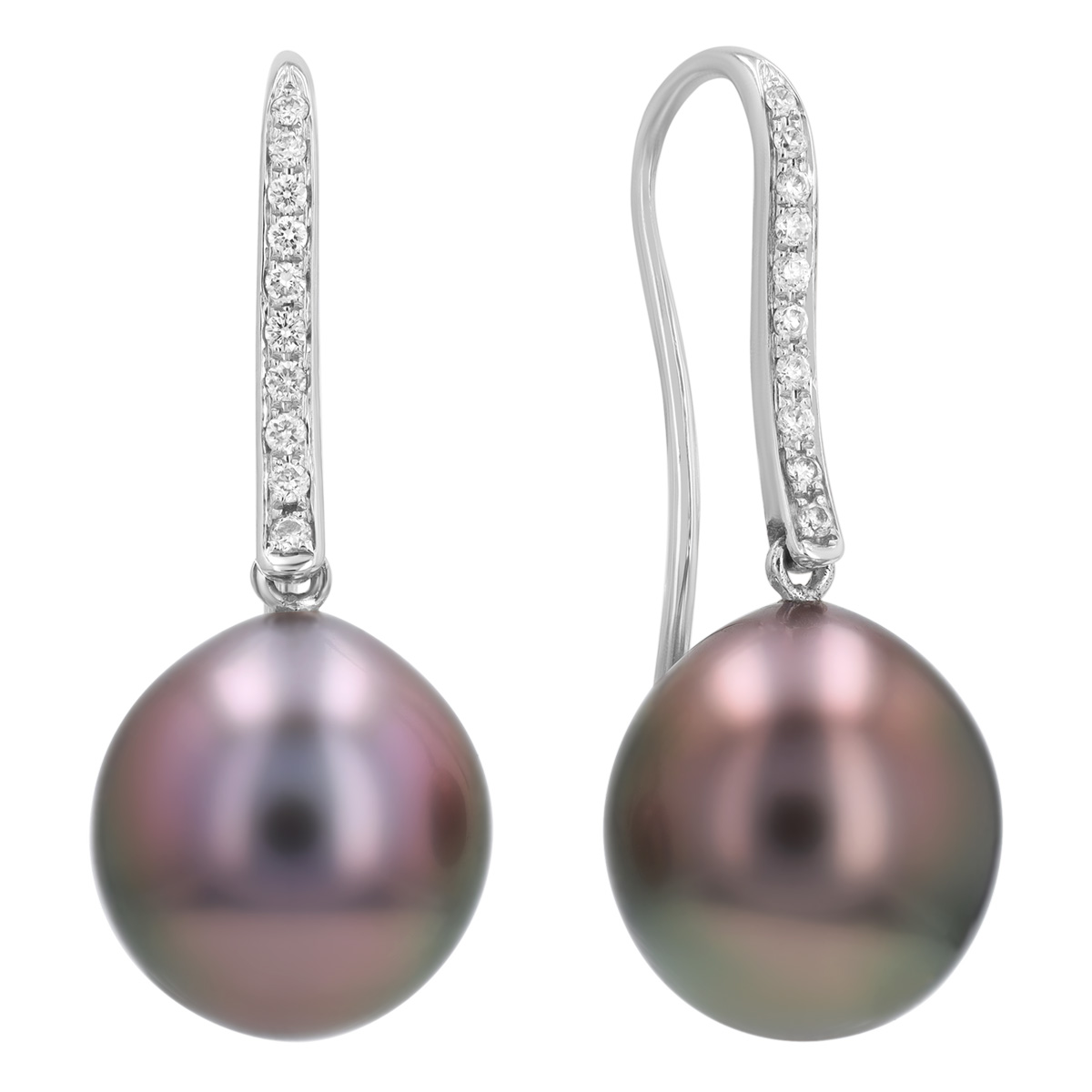 TARA Pearls Tahitian South Sea Cultured Pearl & Diamond Dangle Earrings in White Gold, 11-12 mm