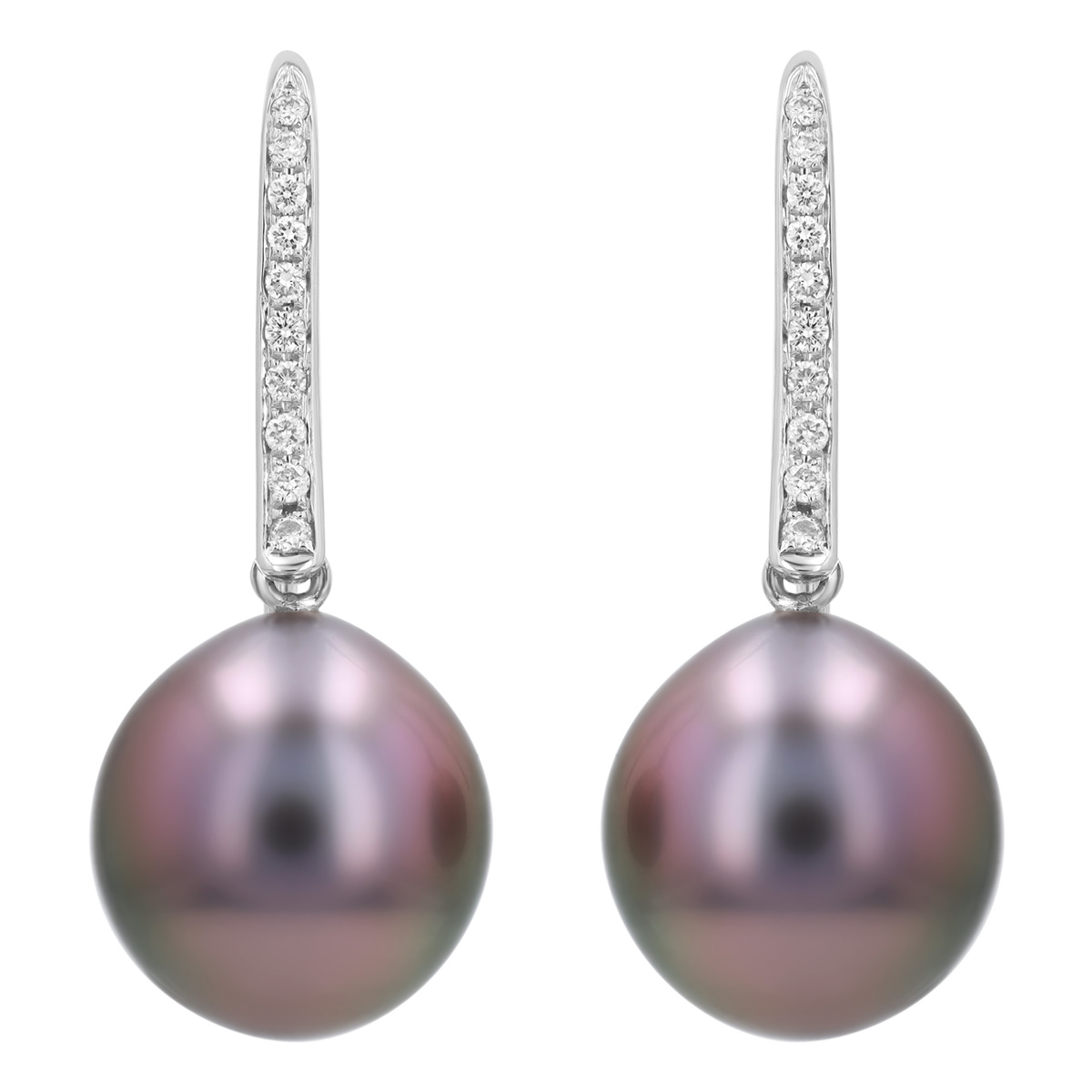 TARA Pearls Tahitian South Sea Cultured Pearl & Diamond Dangle Earrings in White Gold, 11-12 mm