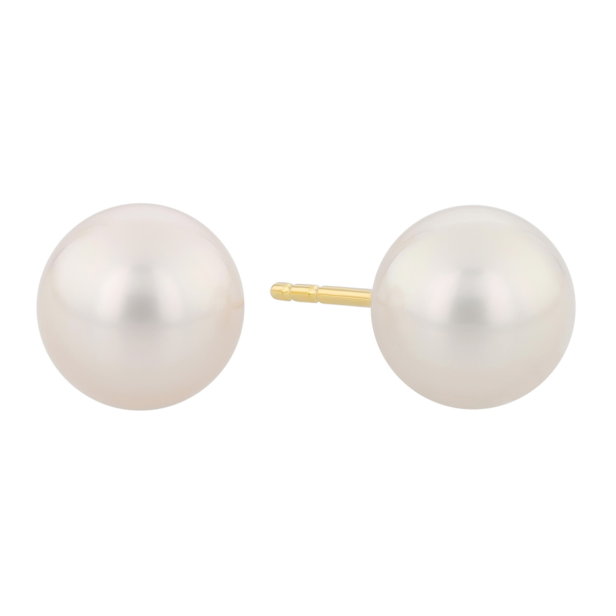 TARA Pearls White South Sea Cultured Pearl Stud Earrings in Yellow Gold, 8-9 mm